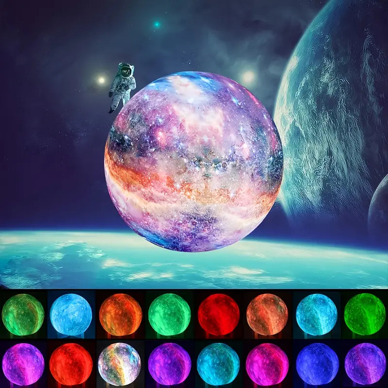 Lámpara Luna 3D LED 16 Colores con Base 🌙✨ | Magia en tu Hogar