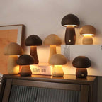 Lámpara LED de Noche de Madera en Forma de Hongo - Recargable y Portátil