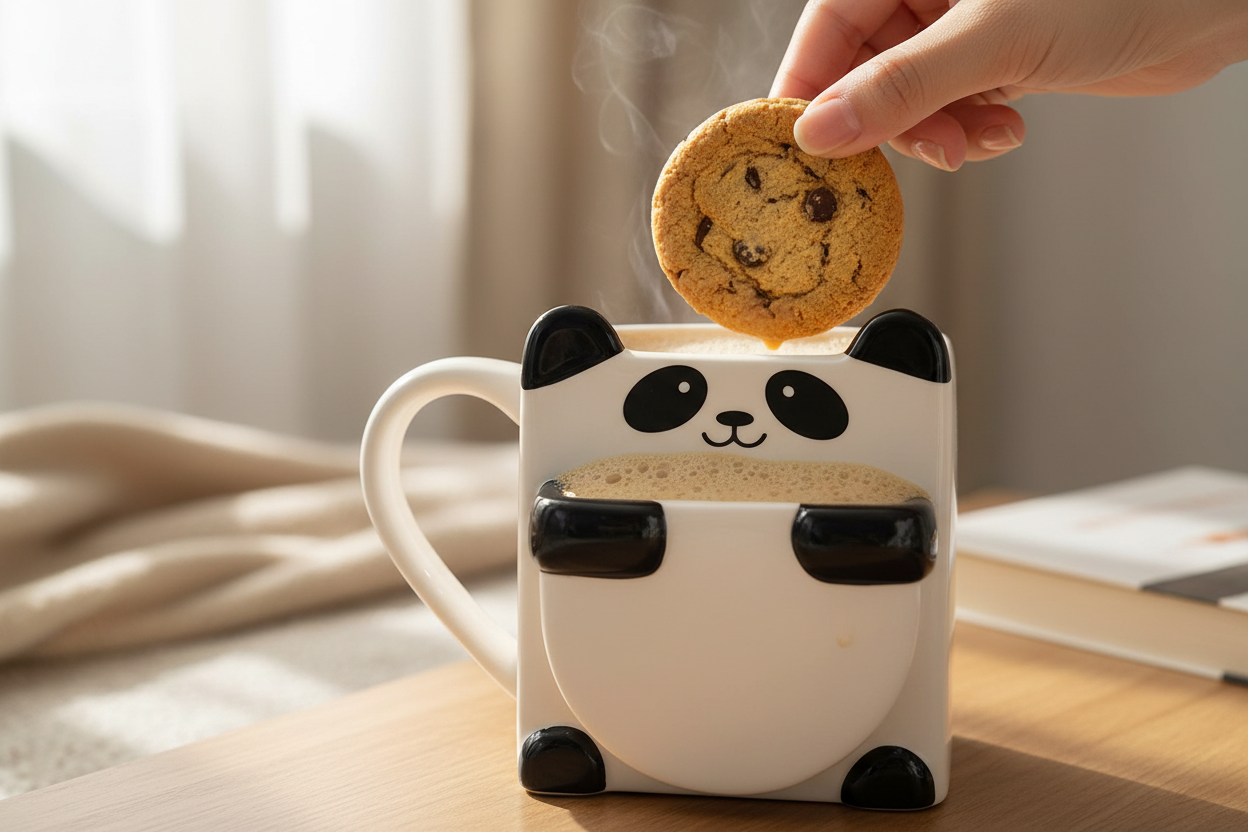 Taza Panda con Galleta 🐼☕ | Taza Ilustrada Familiar