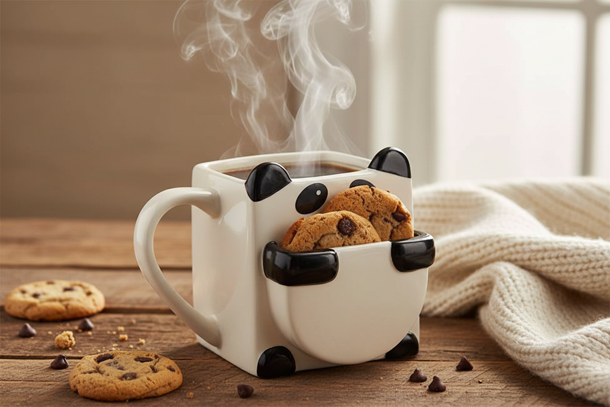 Taza Panda con Galleta 🐼☕ | Taza Ilustrada Familiar
